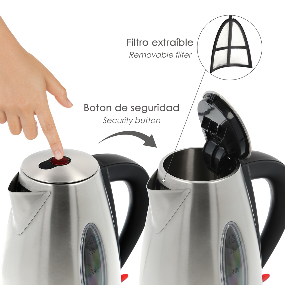 Hervidor De Agua 1,7 Litros. 2200 W. tapa